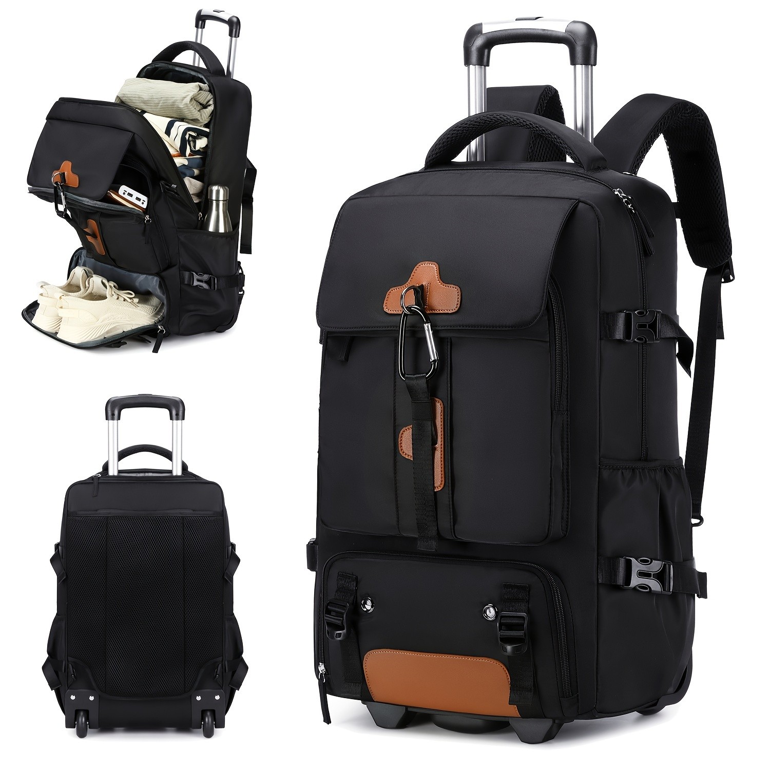 ENOSHI Travel Rolling Backpack Heavy-Duty Wheeled Laptop Bag for Business, School & Travel (Fits 17-inch Laptop)