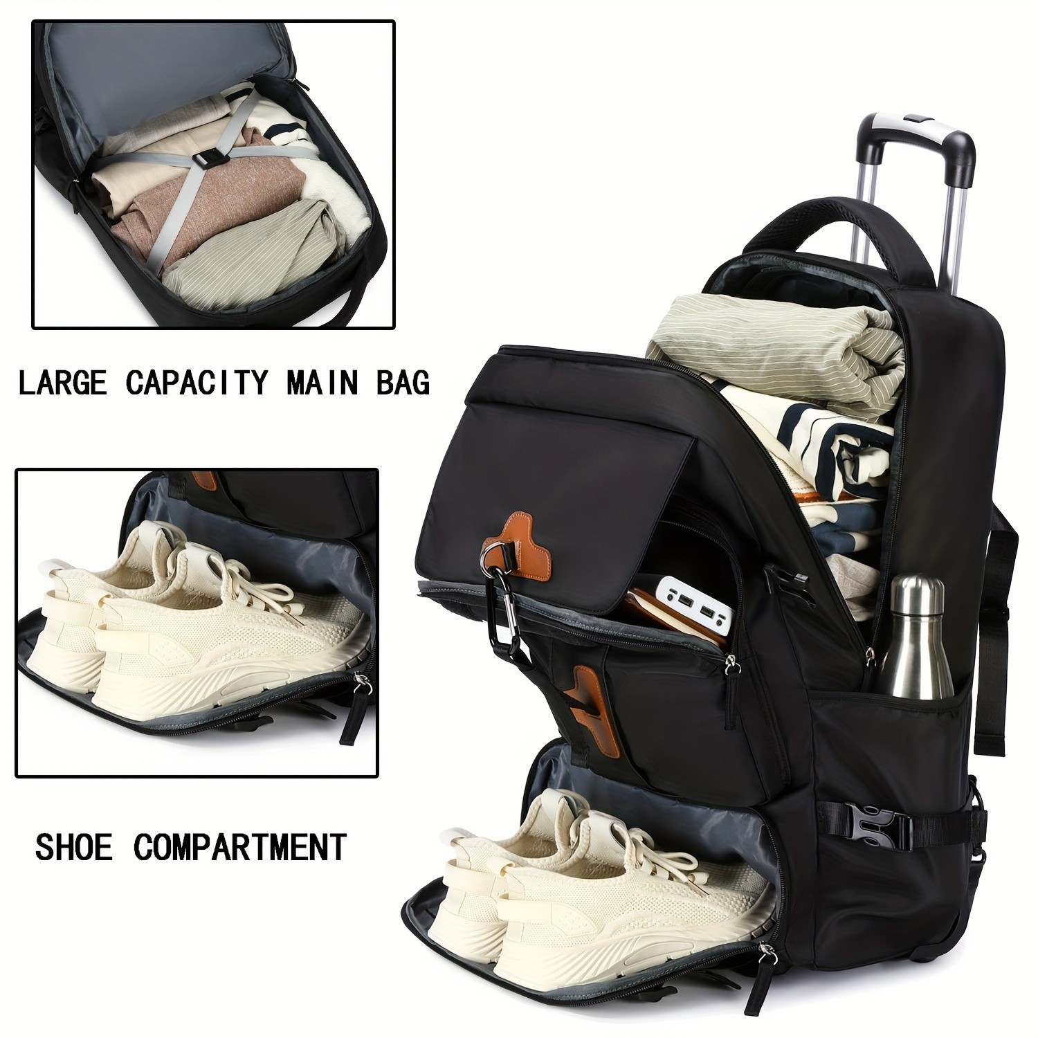ENOSHI Travel Rolling Backpack Heavy-Duty Wheeled Laptop Bag for Business, School & Travel (Fits 17-inch Laptop)