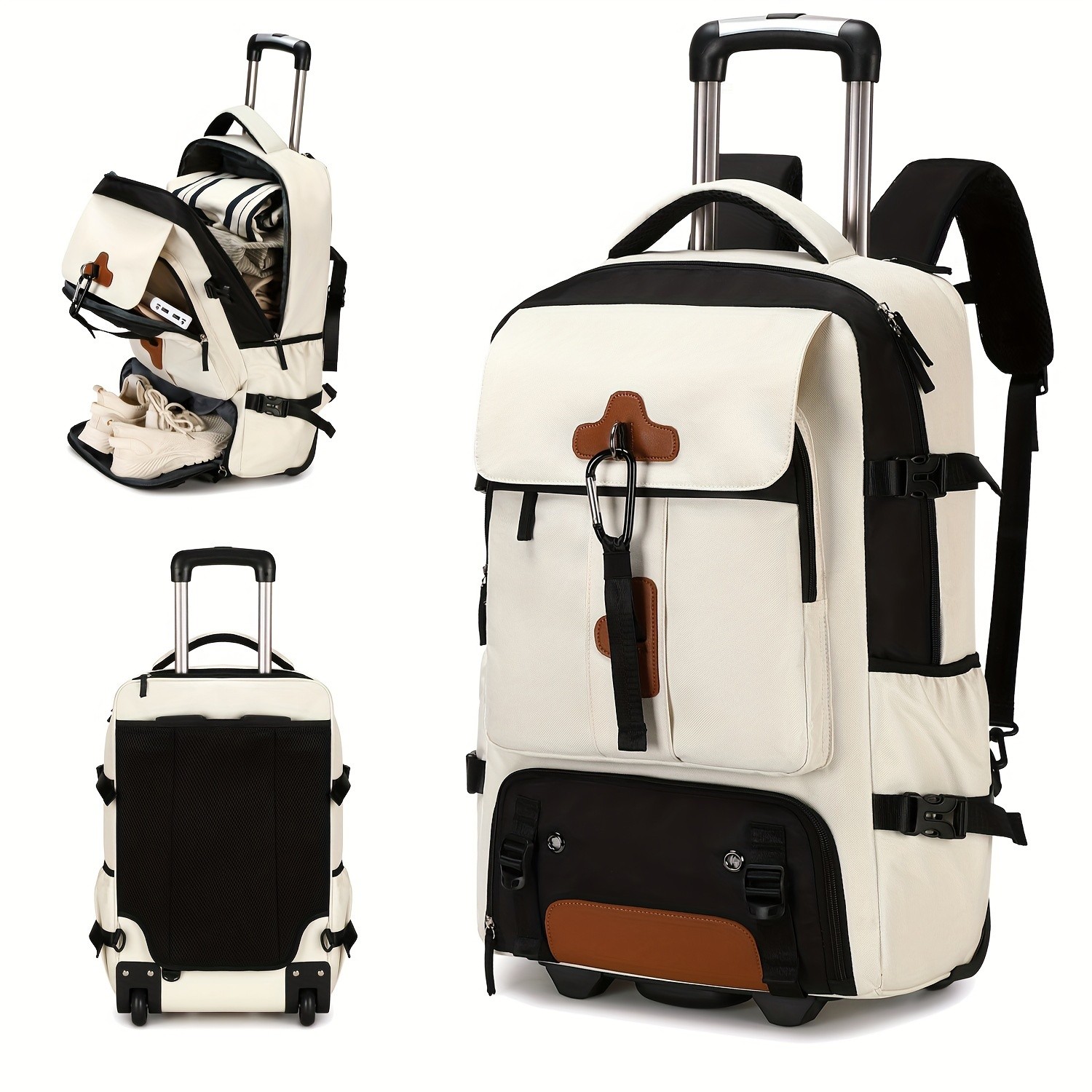 ENOSHI Travel Rolling Backpack Heavy-Duty Wheeled Laptop Bag for Business, School & Travel (Fits 17-inch Laptop)