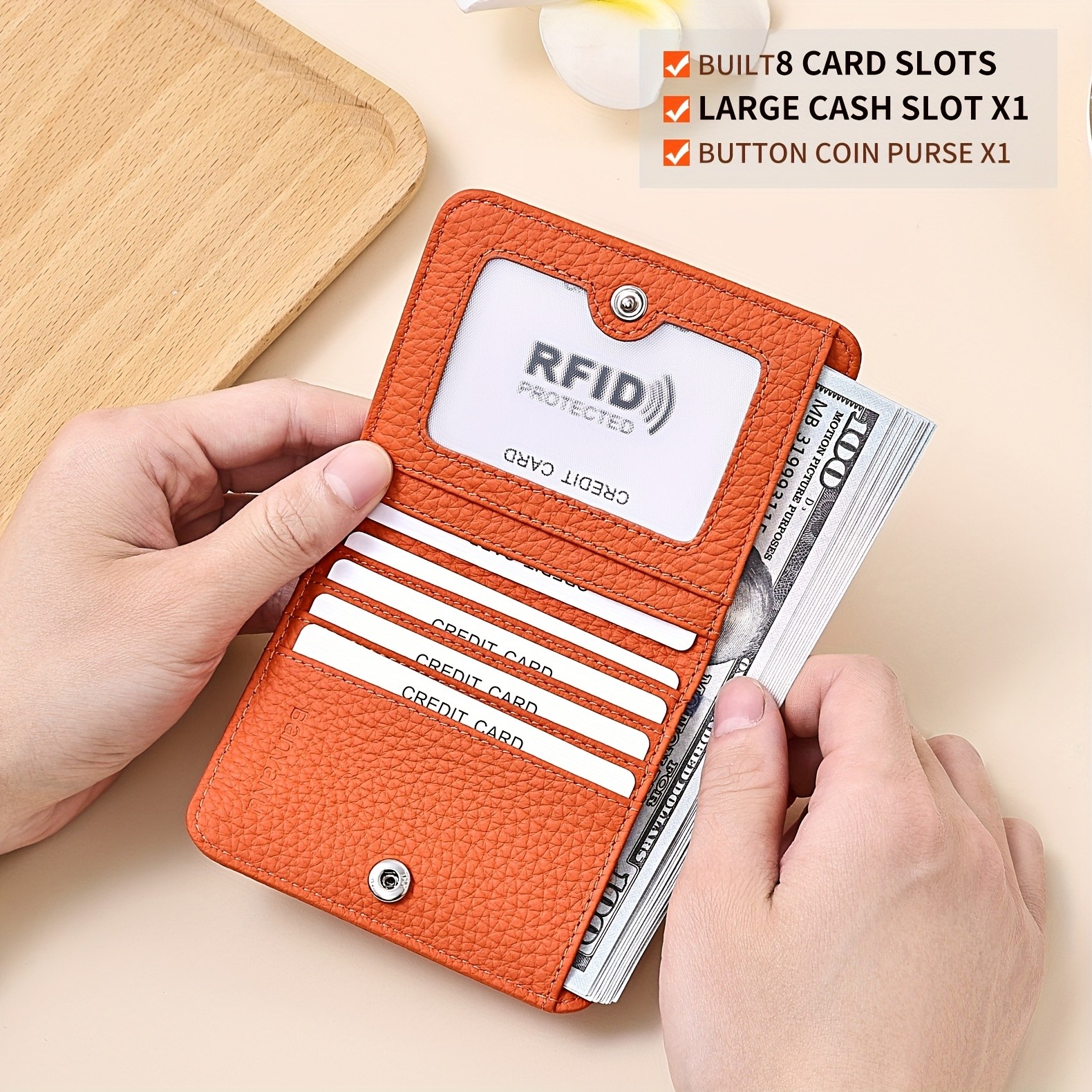 BANYANU Womens Genuine Leather Mini Wallet Set  Vintage 6-Card Holder + Coin Purse with Snap Closure