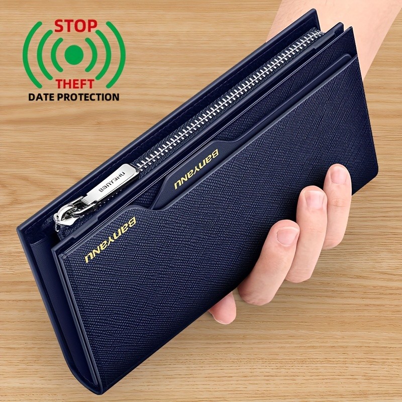 BANYANU Mens Genuine Leather Wallet Large-Capacity Cowhide Clutch with Multi-Card Holder & Drivers License Slot