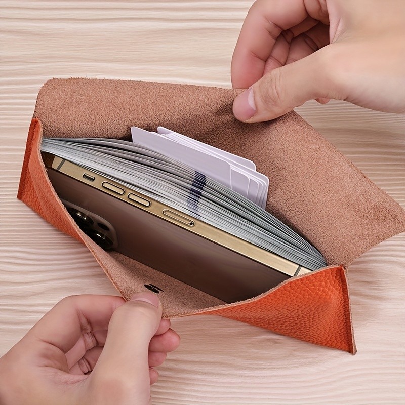 BANYANU Womens Luxury Genuine Leather Wallet Large-Capacity Envelope Purse with Rivet Details
