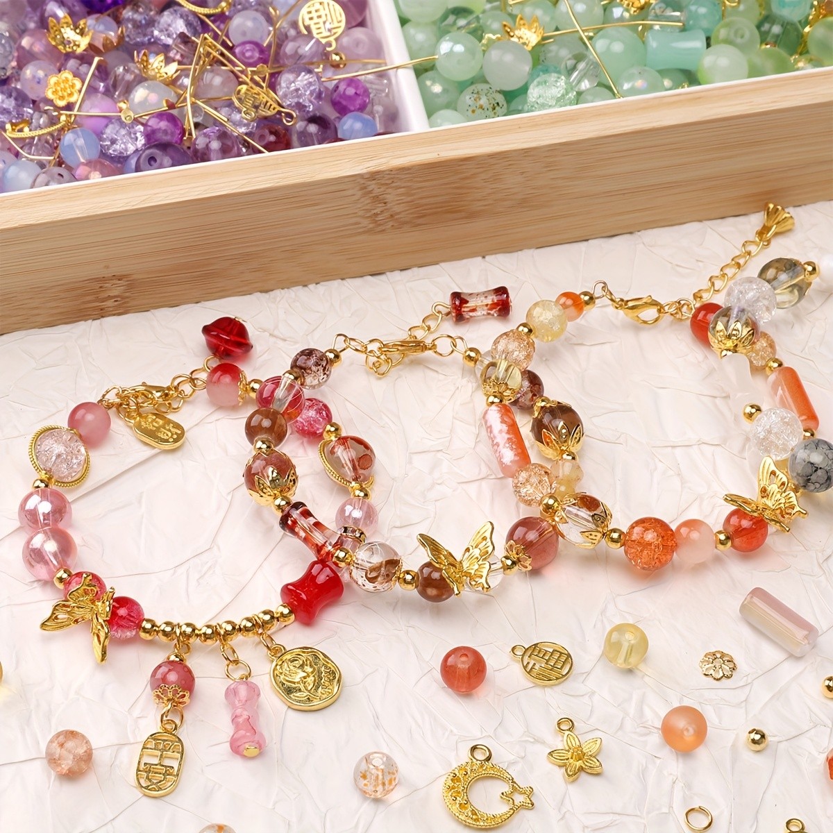 50g Mixed Glass Beads and Metal Jewelry Set