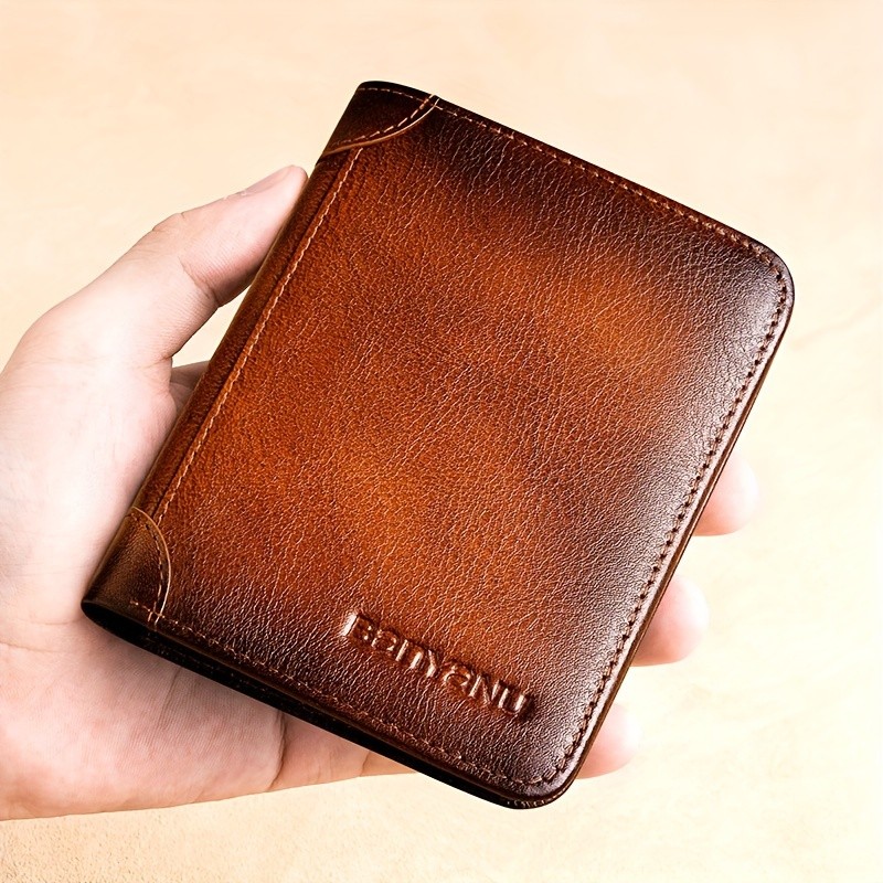 BANYANU Vintage Leather Bifold Wallet Slim Head-Layer Leather Wallet with Large Capacity & Timeless Style