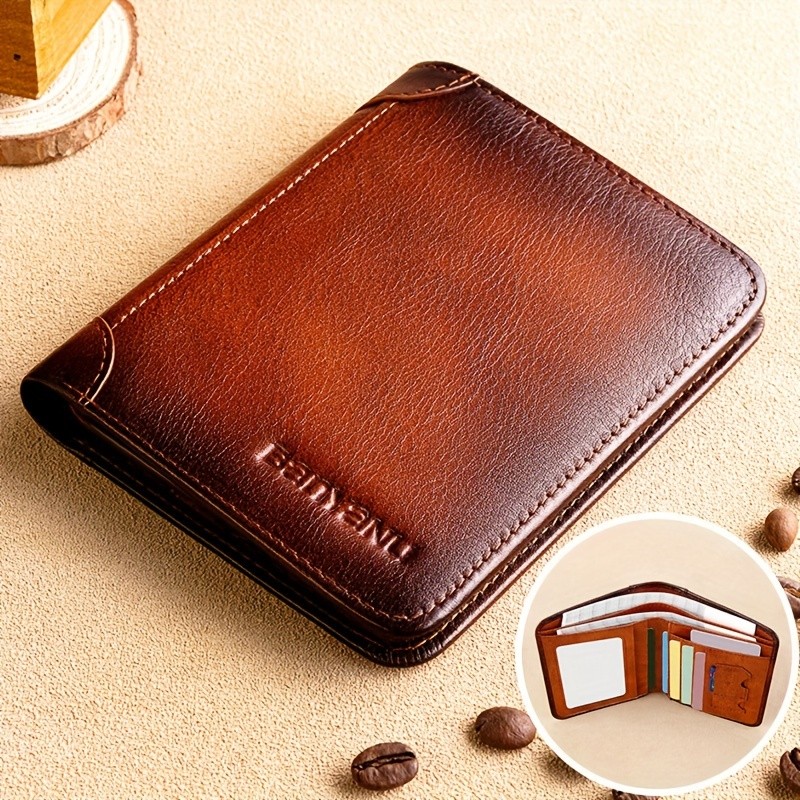 BANYANU Vintage Leather Bifold Wallet Slim Head-Layer Leather Wallet with Large Capacity & Timeless Style