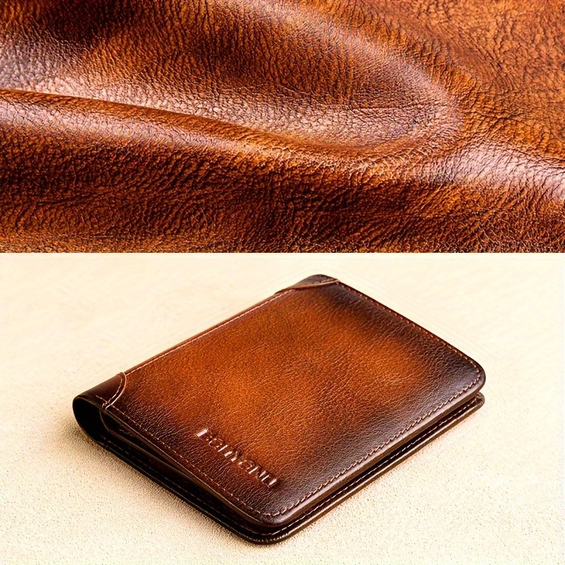 BANYANU Vintage Leather Bifold Wallet Slim Head-Layer Leather Wallet with Large Capacity & Timeless Style