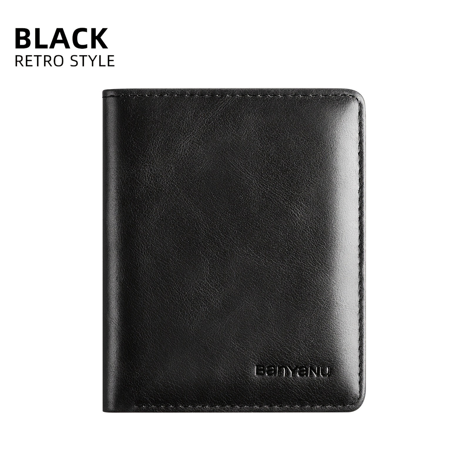 BANYANU Vintage Genuine Leather Mens Wallet Slim Top-Layer Cowhide with Multi-Card Holder & Secure Snap Closure