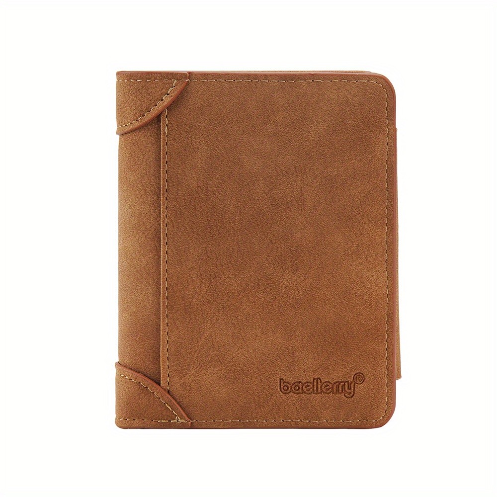 BAELLERRY Mens 13-Card Vintage Tri-Fold Buckle Wallet Faux Leather with Zipper Coin Purse