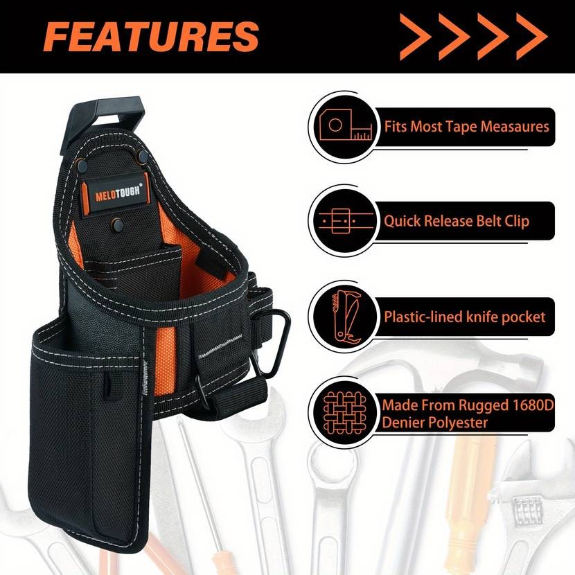MELOTOUGH Tape Measure Pouch/Utility Knife Pouch Convenient and Durable Tool Belt Pouch