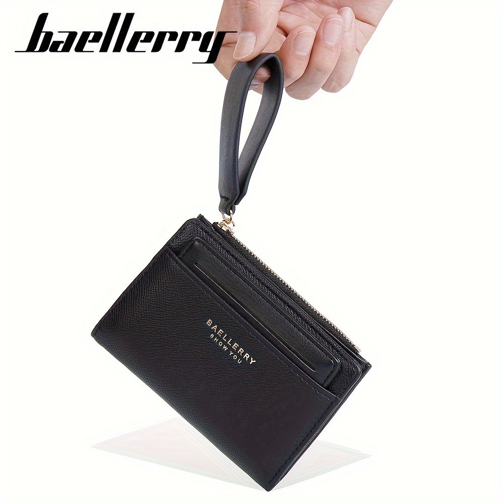 BAELLERRY Womens Simple Small Wallet Solid-Color Short Bi-Fold Wallet with Credit Card Slots & Zipper Coin Purse