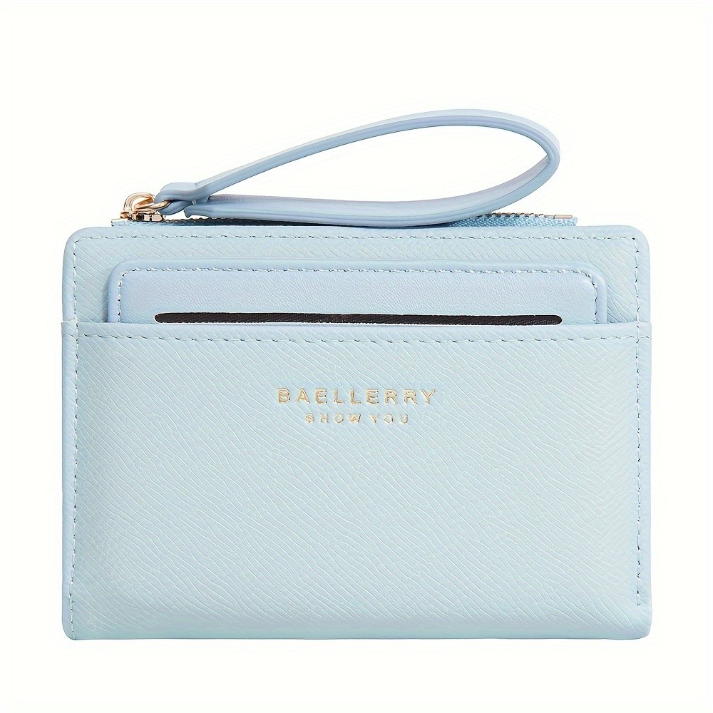 BAELLERRY Womens Simple Small Wallet Solid-Color Short Bi-Fold Wallet with Credit Card Slots & Zipper Coin Purse