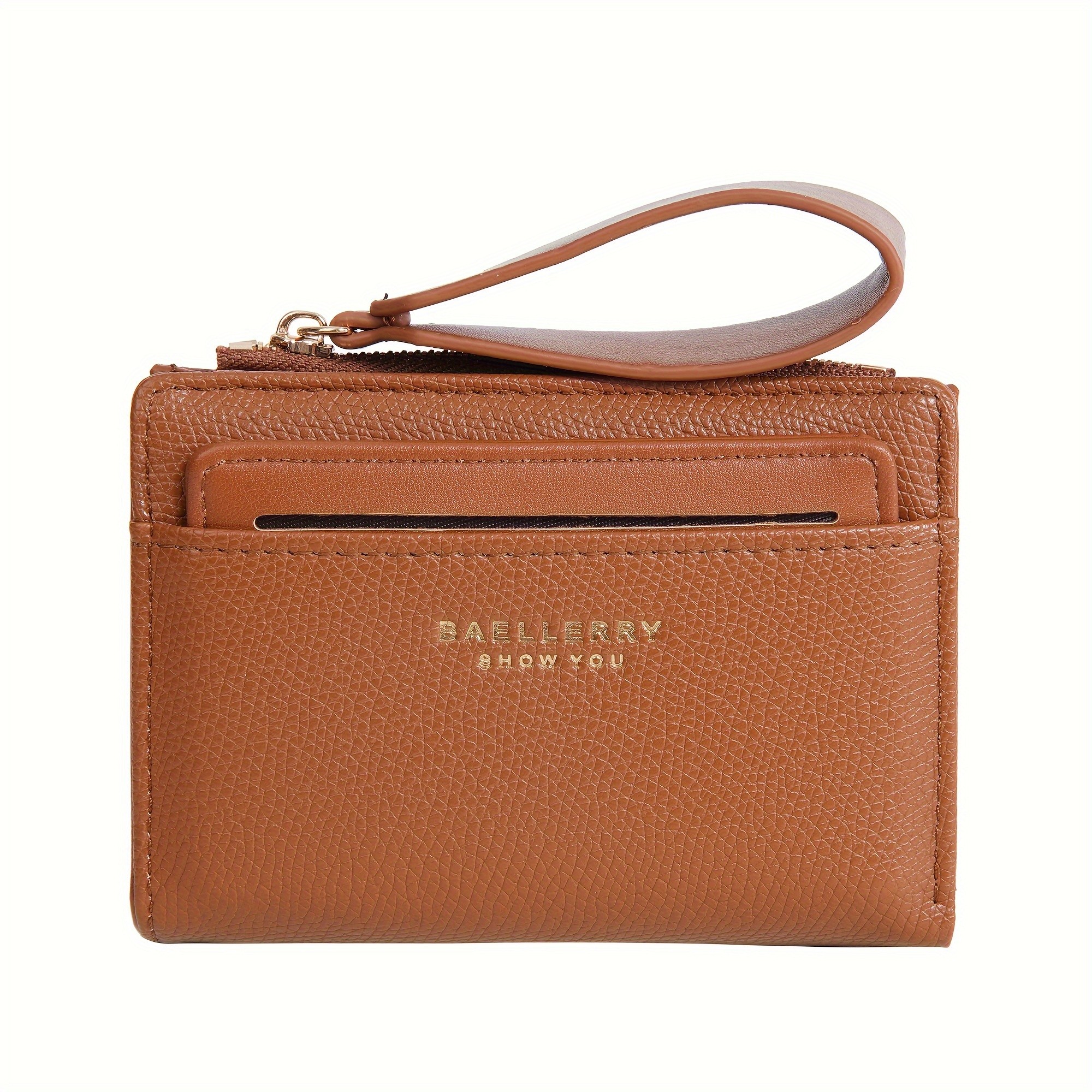 BAELLERRY Womens Simple Small Wallet Solid-Color Short Bi-Fold Wallet with Credit Card Slots & Zipper Coin Purse