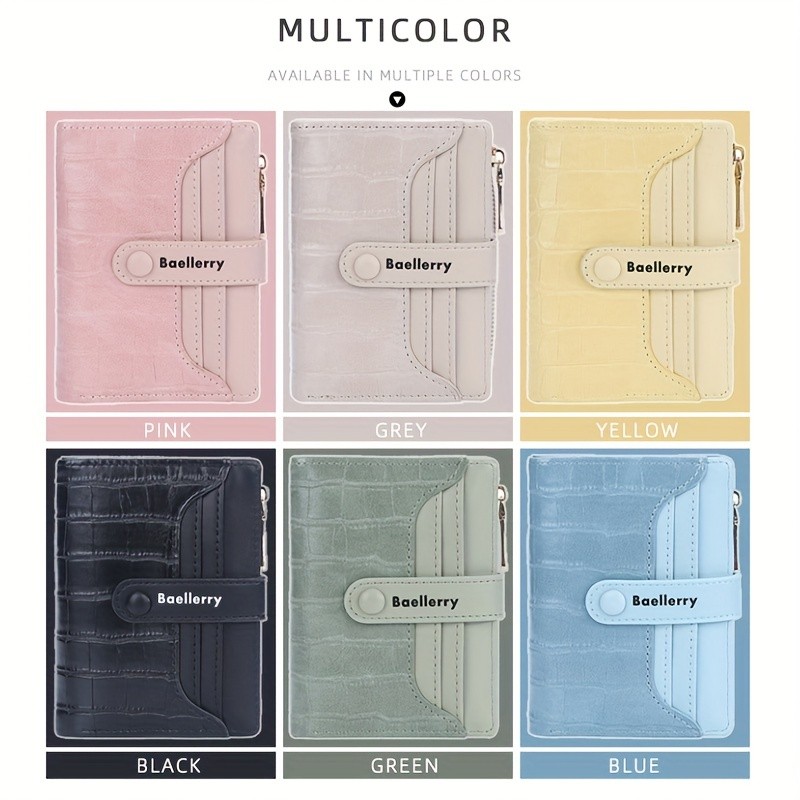 BAELLERRY Womens 2023 Short Wallet Buckle Sanded Mini Purse with Coin Holder (Carteras)