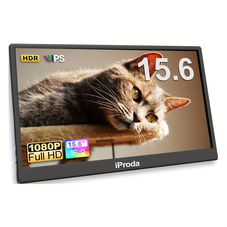 IPRODA 15.6" Portable Monitor Full HD IPS Display for Gaming, Travel & Productivity