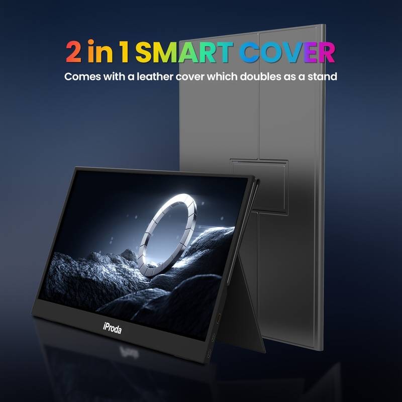 IPRODA 15.6" Portable Monitor Full HD IPS Display for Gaming, Travel & Productivity