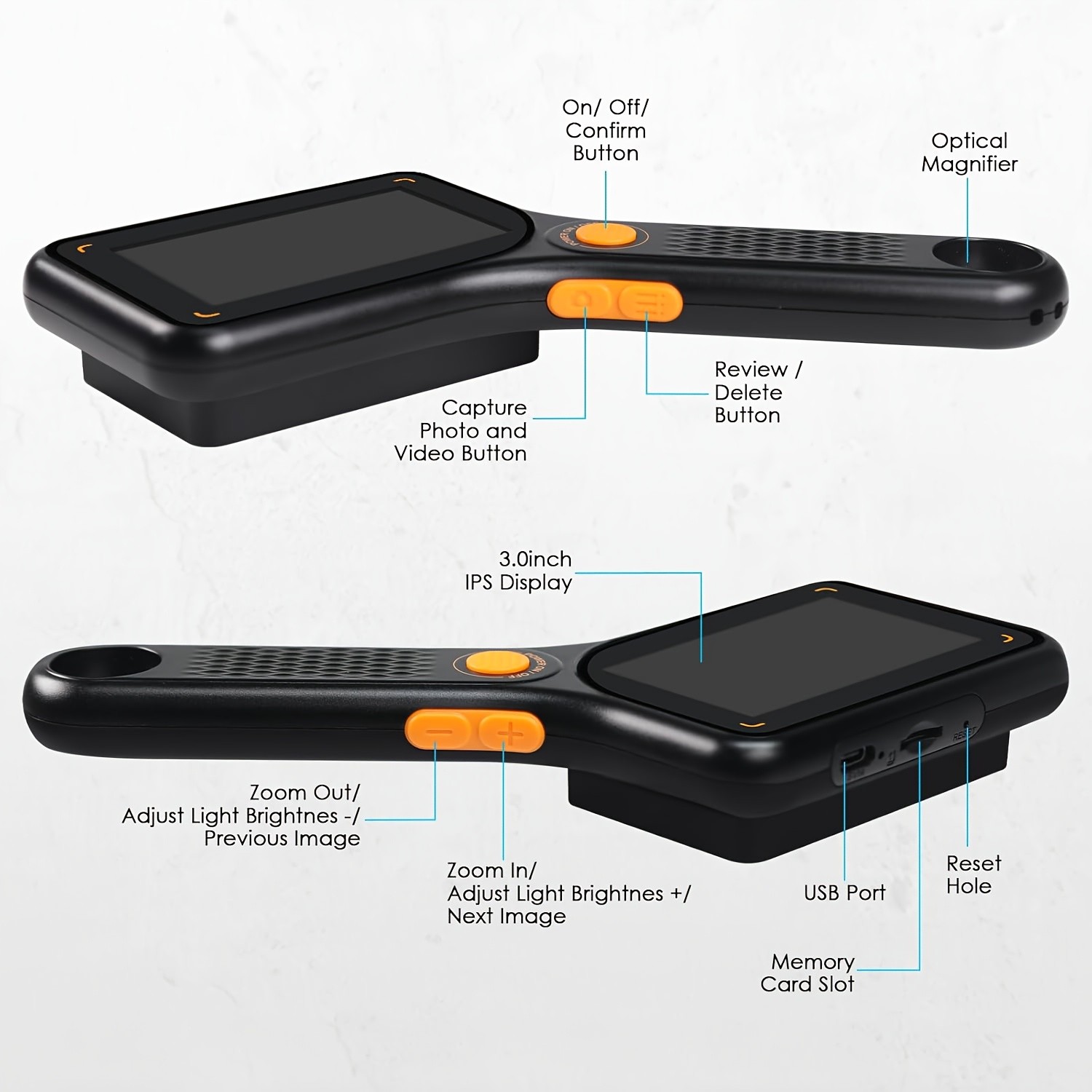 Handheld Digital Microscope with 3-Inch IPS Screen & 2-Megapixel Autofocus Lens