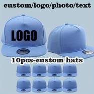 10pcs Customizable Flat Brim Baseball Caps  Durable Polyester Snapbacks for Teams, Events & Branding