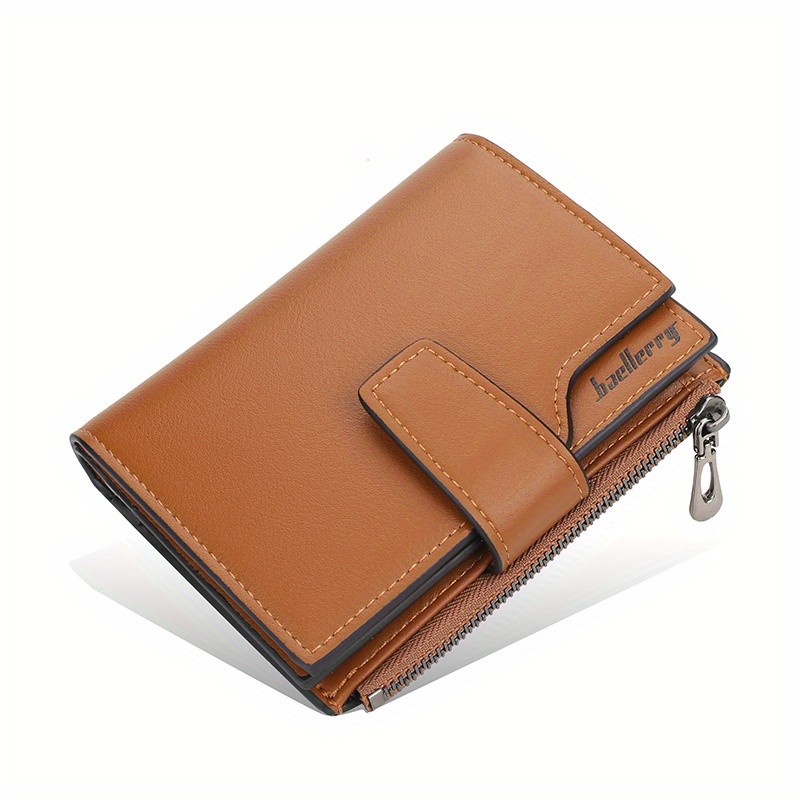 BAELLERRY Minimalist Solid-Color Short Wallet Unisex Casual Coin Purse & Multifunctional Credit Card Holder