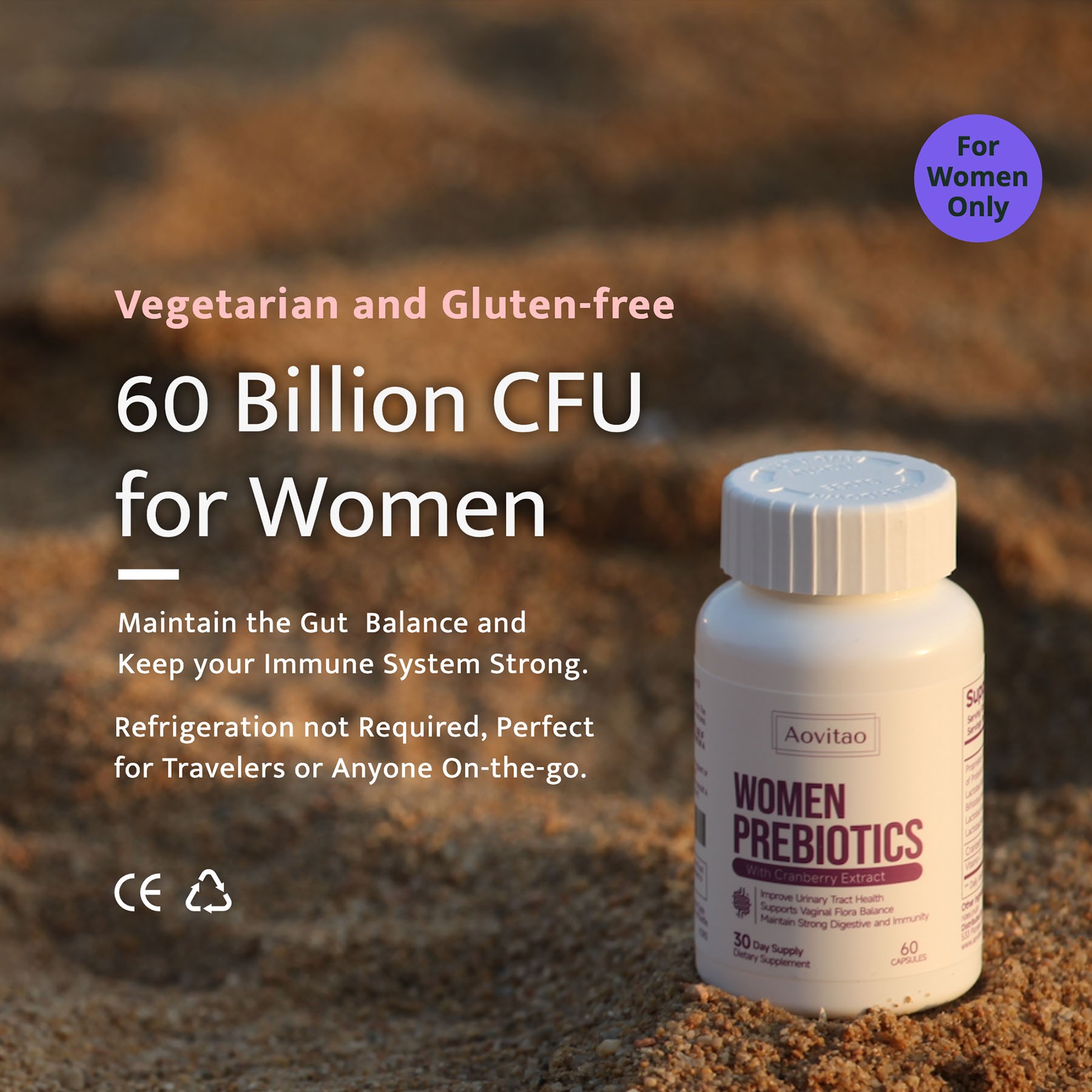 Aovitao Women Prebiotics with Cranberry Extract