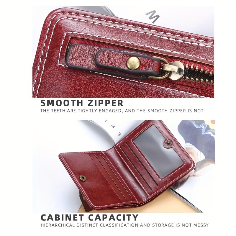 BAELLERRY Womens Slim Wallet IC Magnetic Closure, Double-Fold Billfold, Zipper Coin Pocket & Multi-Card Holder