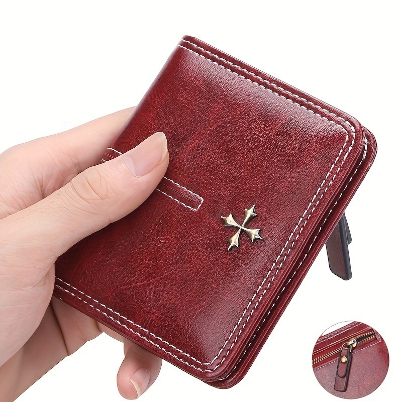 BAELLERRY Womens Slim Wallet IC Magnetic Closure, Double-Fold Billfold, Zipper Coin Pocket & Multi-Card Holder