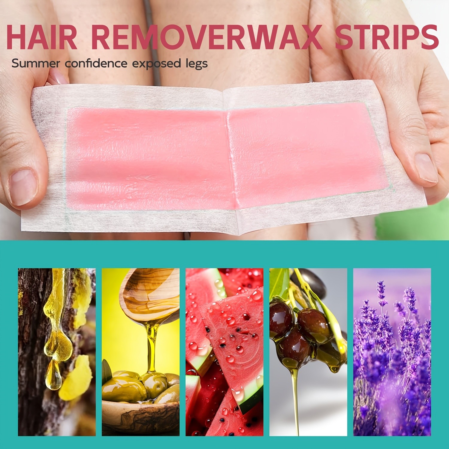 SUMAX Whole Body Wax Strips Kit 40 Watermelon-Infused Double-Sided Strips + 4 Calming Oil Wipes