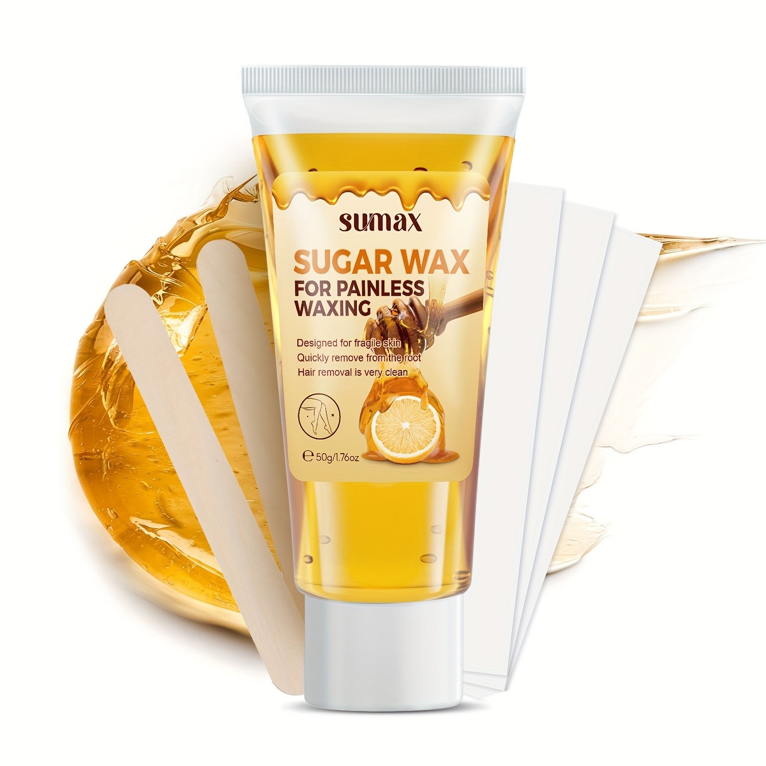 SUMAX Lemon & Honey Hair Removal Wax Gentle 50g Formula with Plant-Based Squalane for Face & Body