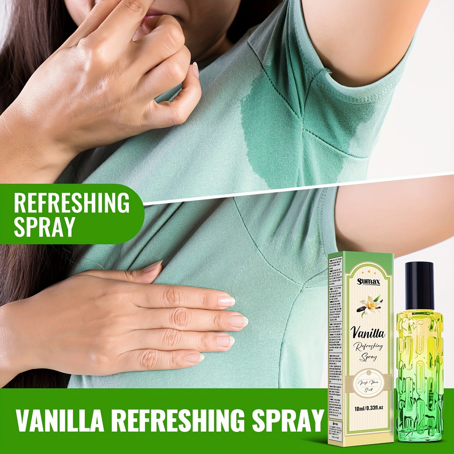 SUMAX Vanilla Deodorant Spray  Alcohol-Free Body Odor Control with Natural Vanilla Fragrance