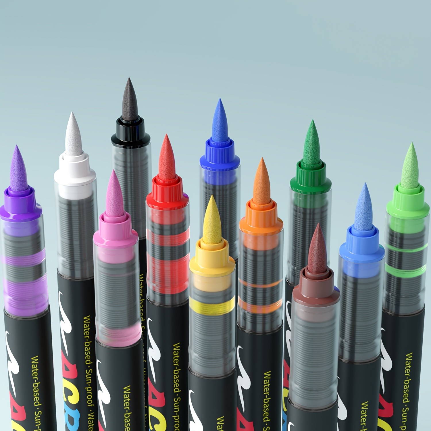 FLYSEA Acrylic Paint Marker Set 12 / 24 / 36 Vibrant Non-Toxic Stackable Markers for Multi-Surface Art