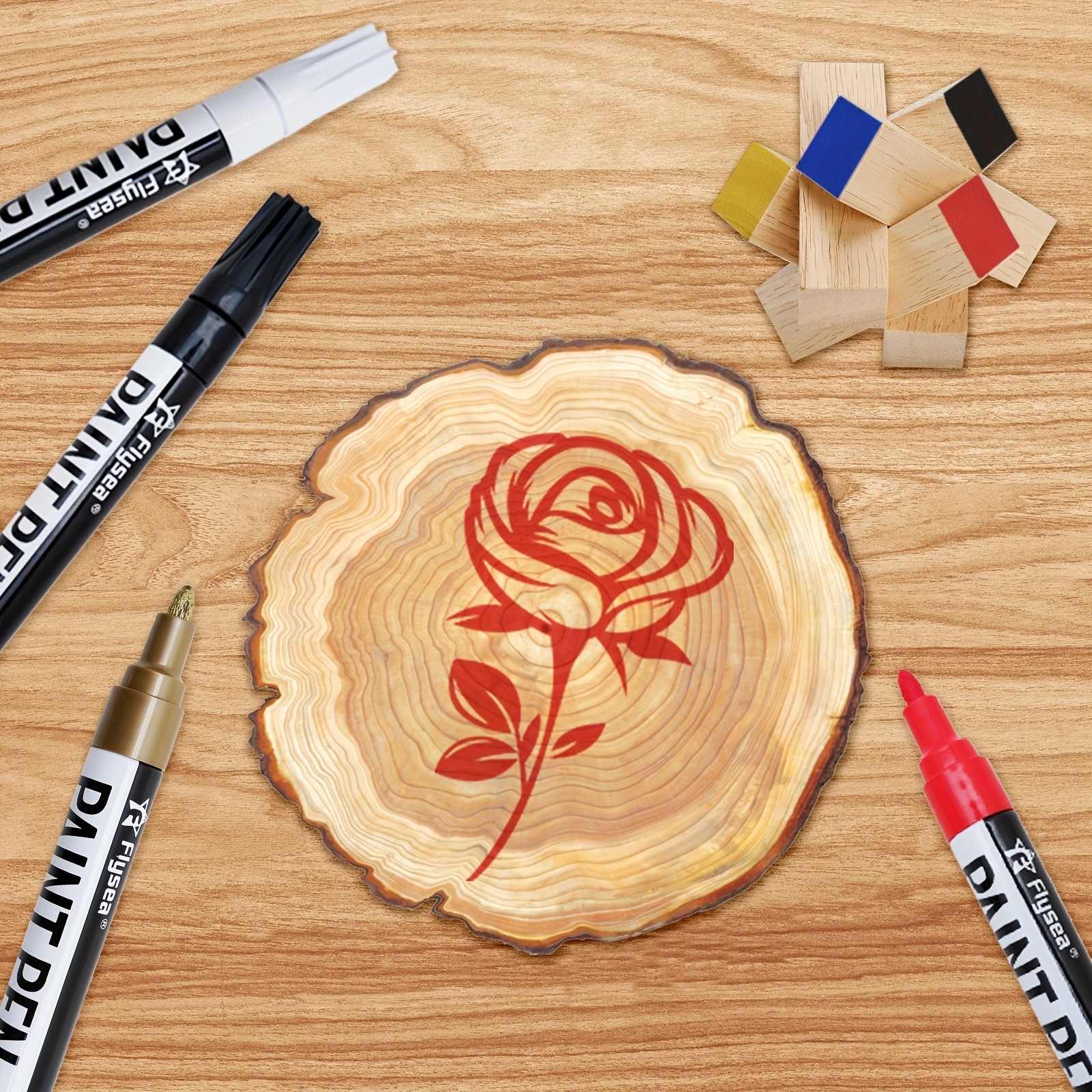 FLYSEA Paint Marker Pens  Permanent, Quick-Dry Multi-Surface Painting Set for Rocks, Wood, Fabric, Plastic, Canvas, Glass & DIY Crafts