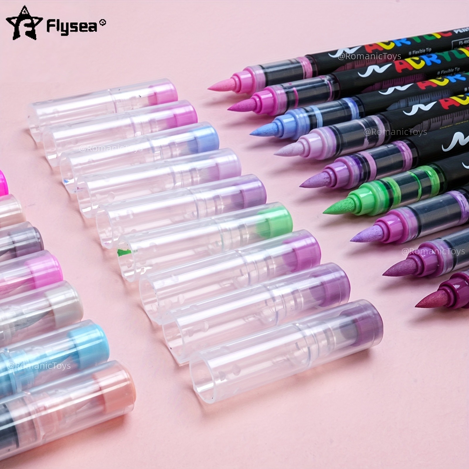 FLYSEA 72-Color Straight Liquid Acrylic Marker Set High-End Stackable Ink Pens for Office, Crafts & Professional Art Painting