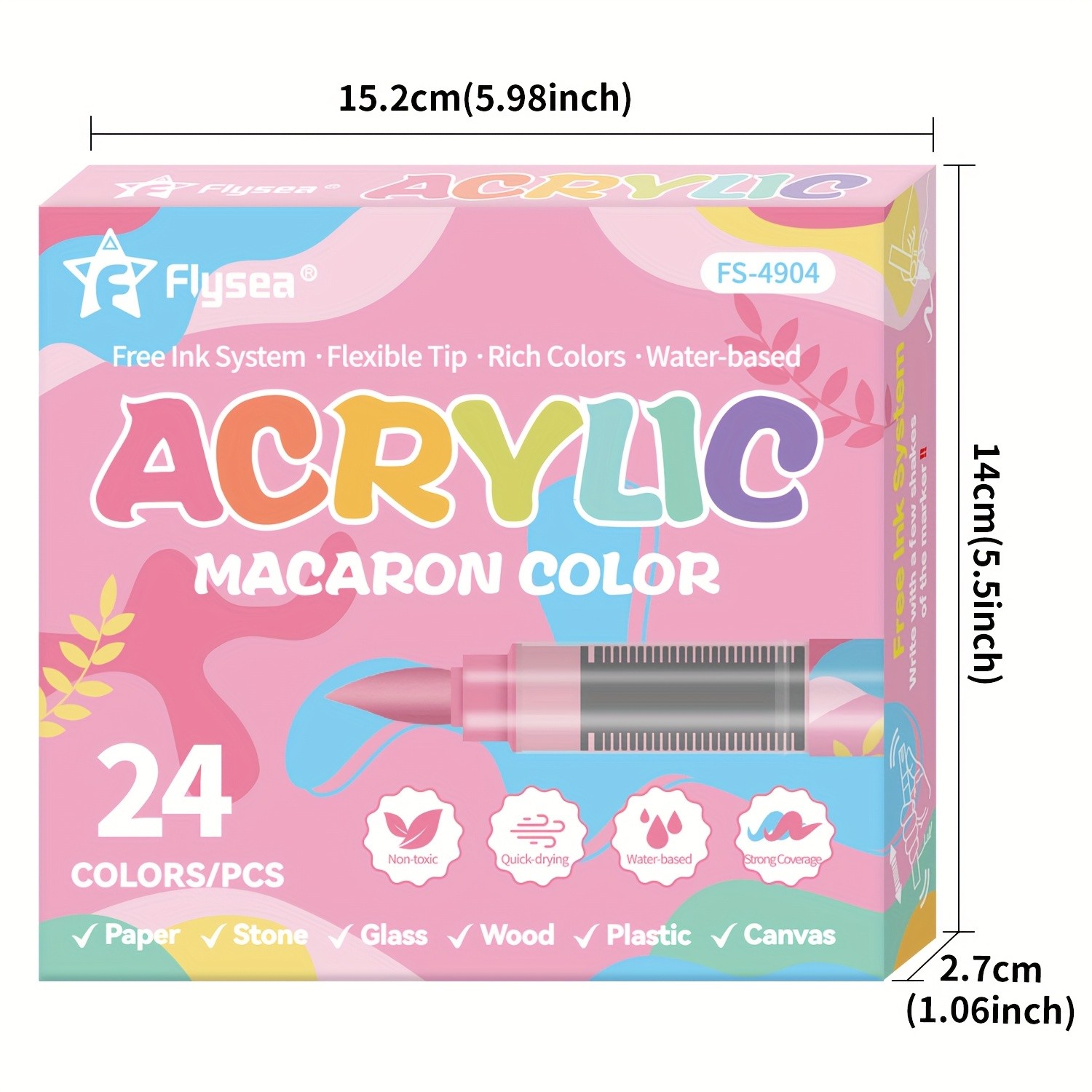 FLYSEA 24/36 Colors Acrylic Marker Set Vibrant Water-Based Brush Pens for Professional Painting & Creative Projects