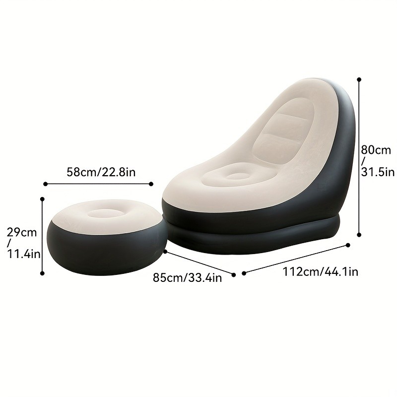 Inflatable Lounge Chair and Footstool Two-Piece Set
