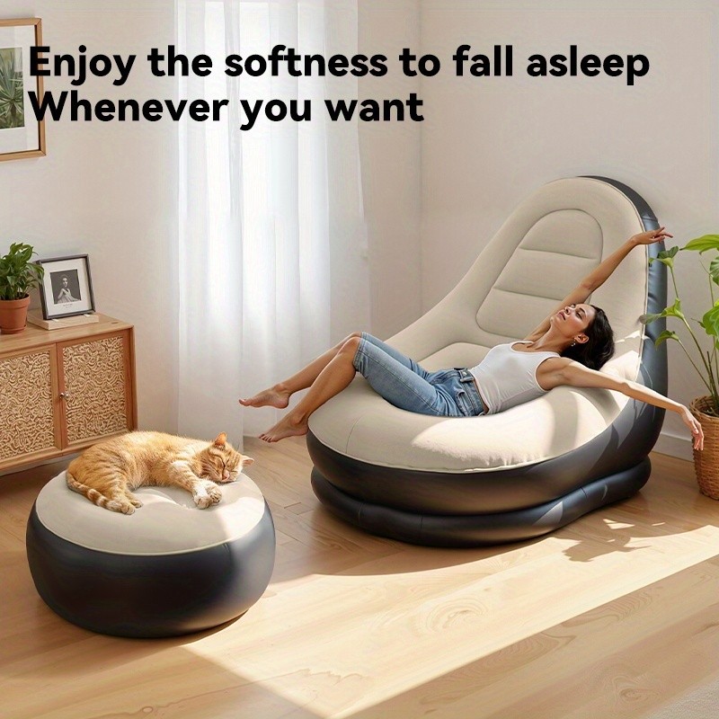 Inflatable Lounge Chair and Footstool Two-Piece Set