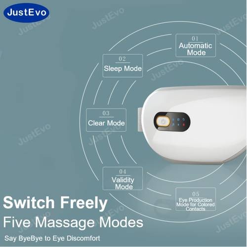 JustEvo Eye Massager  Relaxing Eye Mask with Gentle Music, Warm Therapy & Wireless Comfort