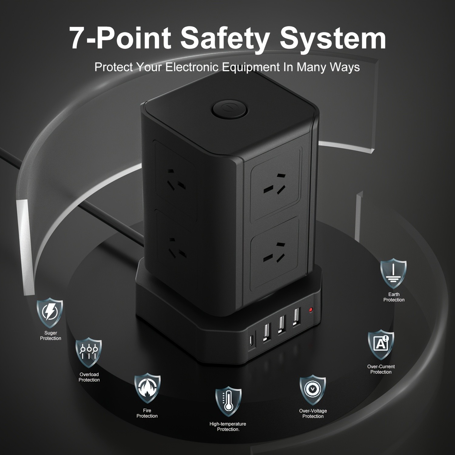 Surge Protector Power Strip Tower