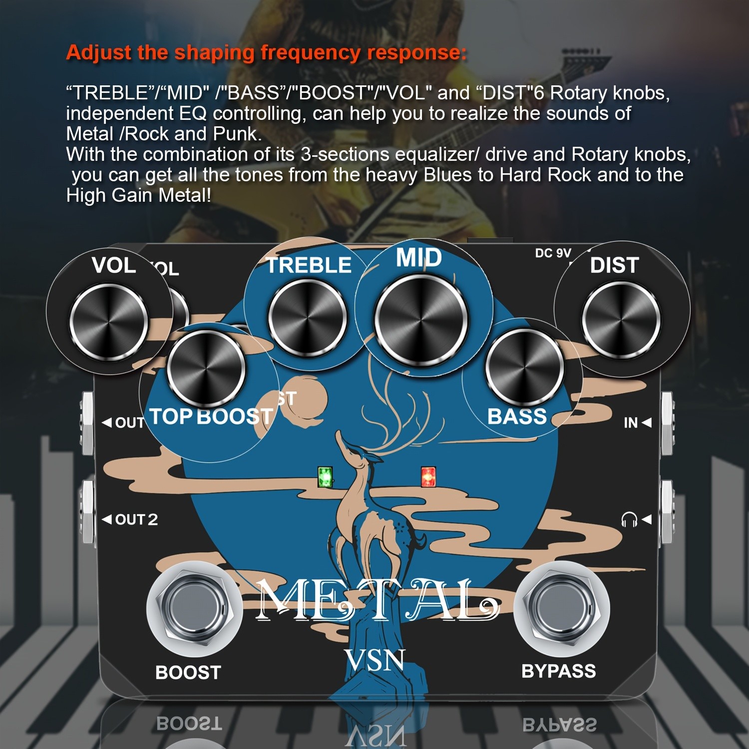 Amuzik Heavy Metal Distortion Guitar Pedal