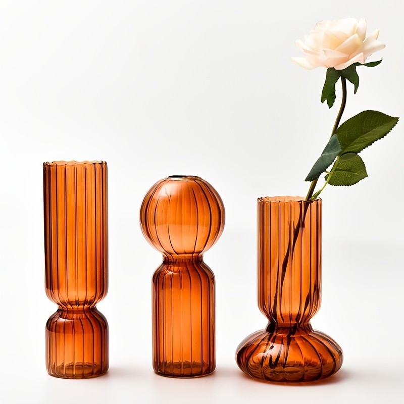 YUMIPLUS Streak Glass Hydroponic Vase Decorative Flower & Plant Pot for Home, Windows, Parties & Events