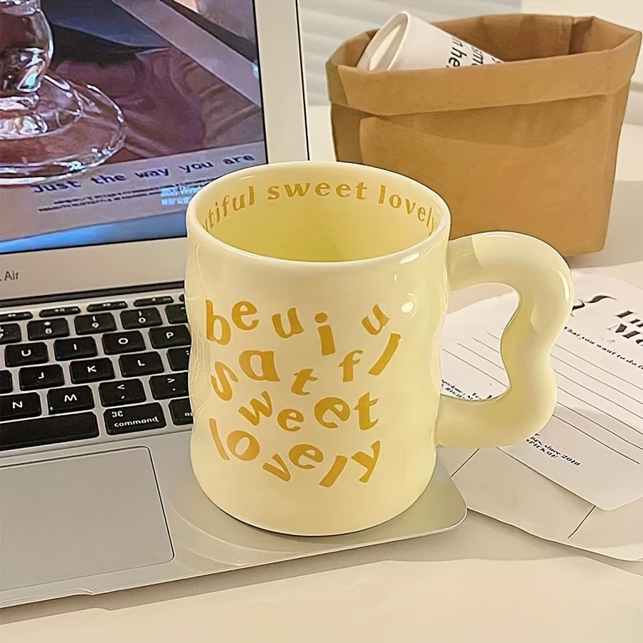 YUMIPLUS Cute Cartoon Ceramic Mug Be Sweet Pink Reusable Coffee Cup for Students, Couples & Gifts