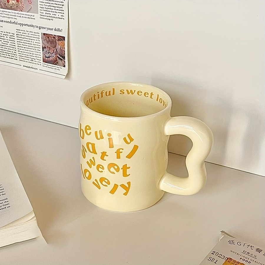 YUMIPLUS Cute Cartoon Ceramic Mug Be Sweet Pink Reusable Coffee Cup for Students, Couples & Gifts