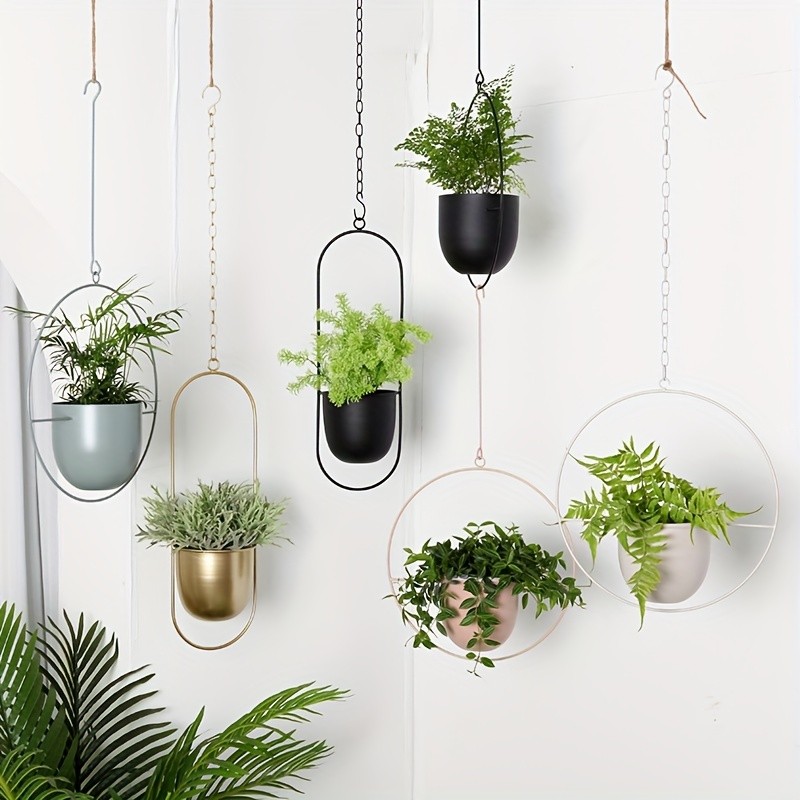 YUMIPLUS Modern Iron Hanging Decorative Vases Minimalist Creative Balcony Planters Set
