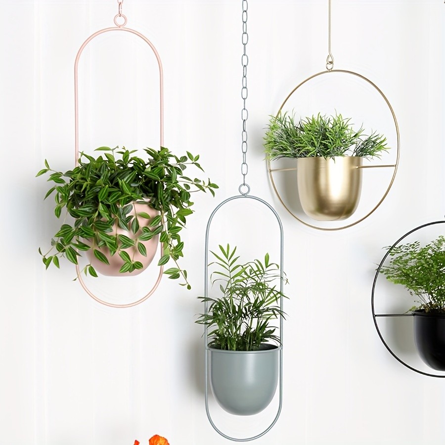 YUMIPLUS Modern Iron Hanging Decorative Vases Minimalist Creative Balcony Planters Set