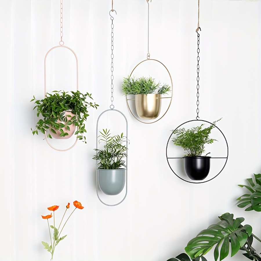 YUMIPLUS Modern Iron Hanging Decorative Vases Minimalist Creative Balcony Planters Set