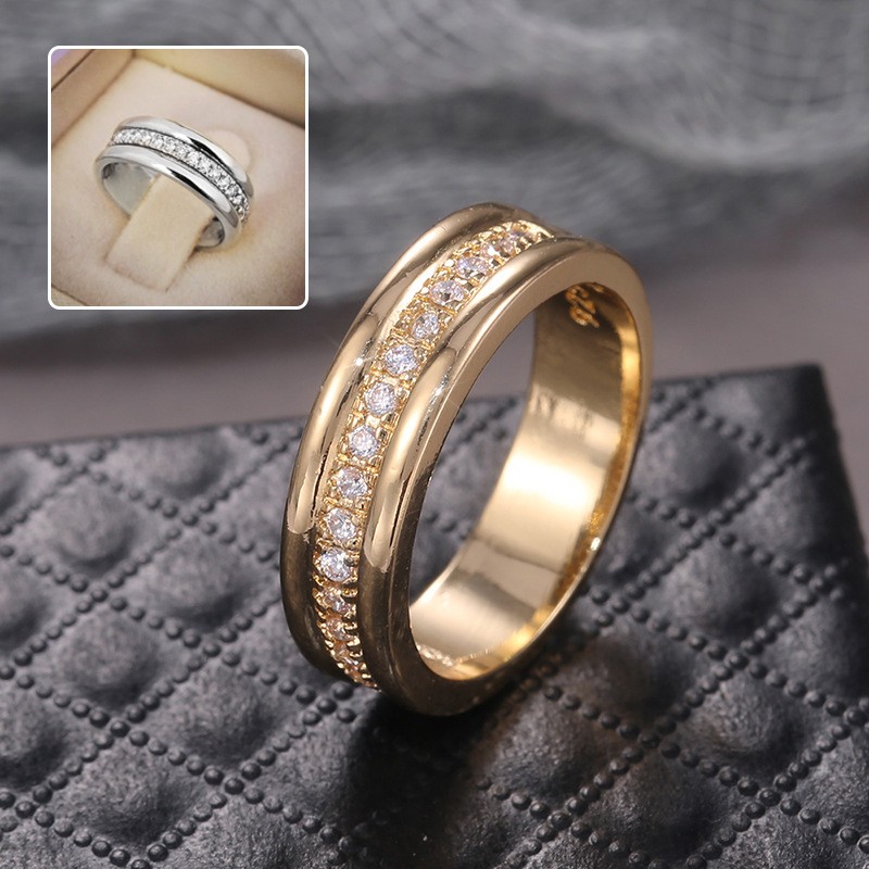 Simple Golden Silver Rhinestones Ring
