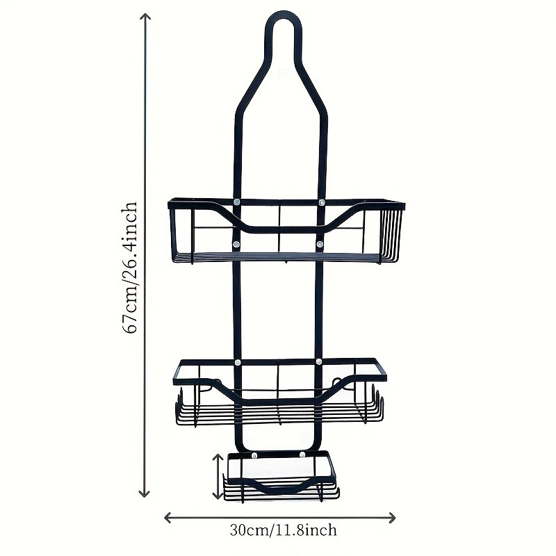 URLUNA Rustproof Black Shower Caddy  Wall-Mounted No-Drill Bathroom Organizer with Soap Holder