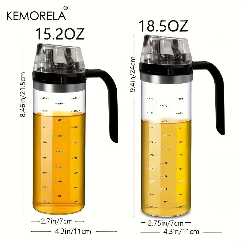 KEMORELA Glass Seasoning Bottle Dispenser PVC-Free Transparent Sauce Jar with Measurement Markings