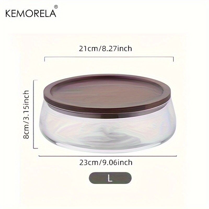 KEMORELA Double Layer Glass Bowl with Wooden Lid Food-Safe Storage Container for Snacks, Fruits, Nuts & Holiday Dcor