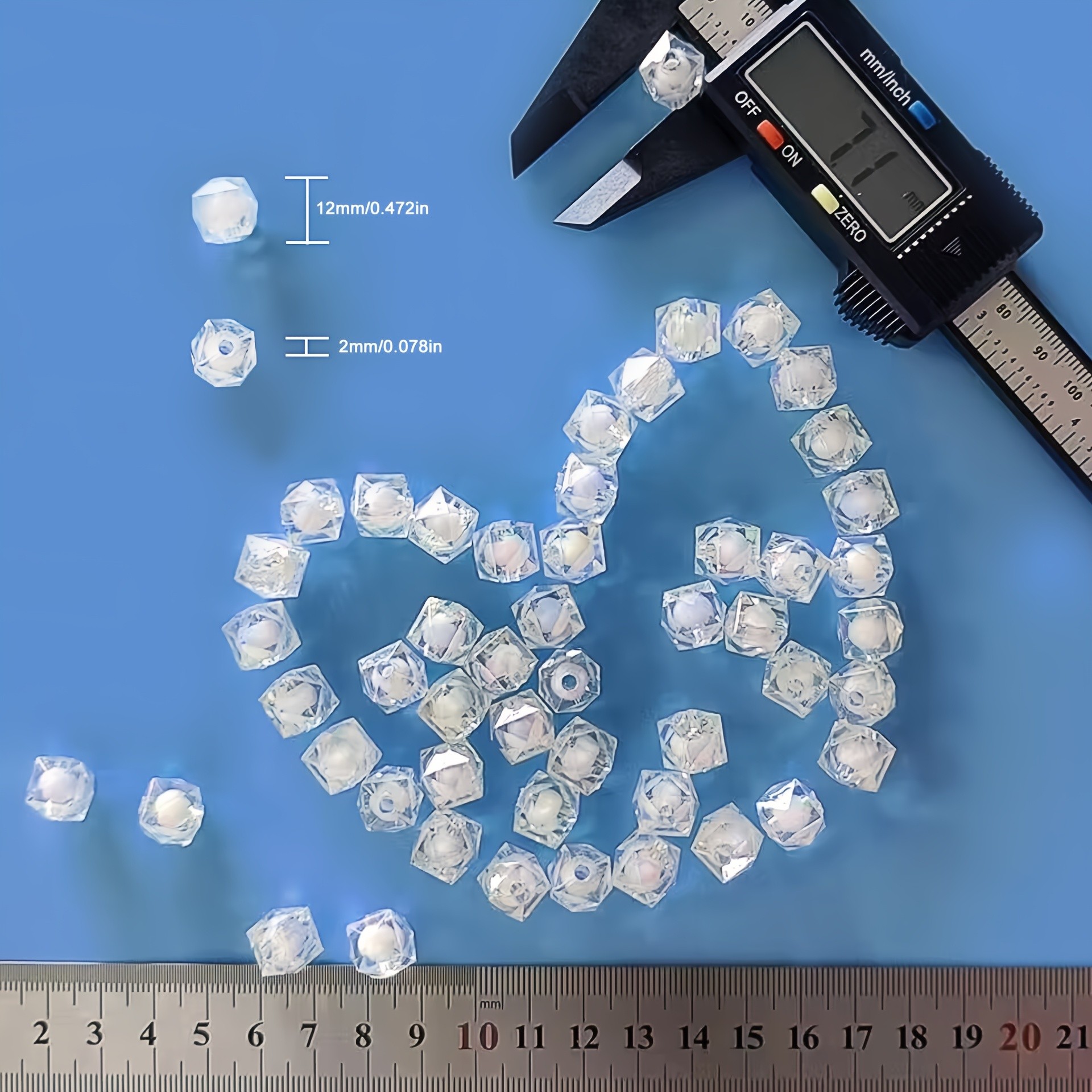 EDIFON 50pcs 12mm Acrylic Diamond Beads