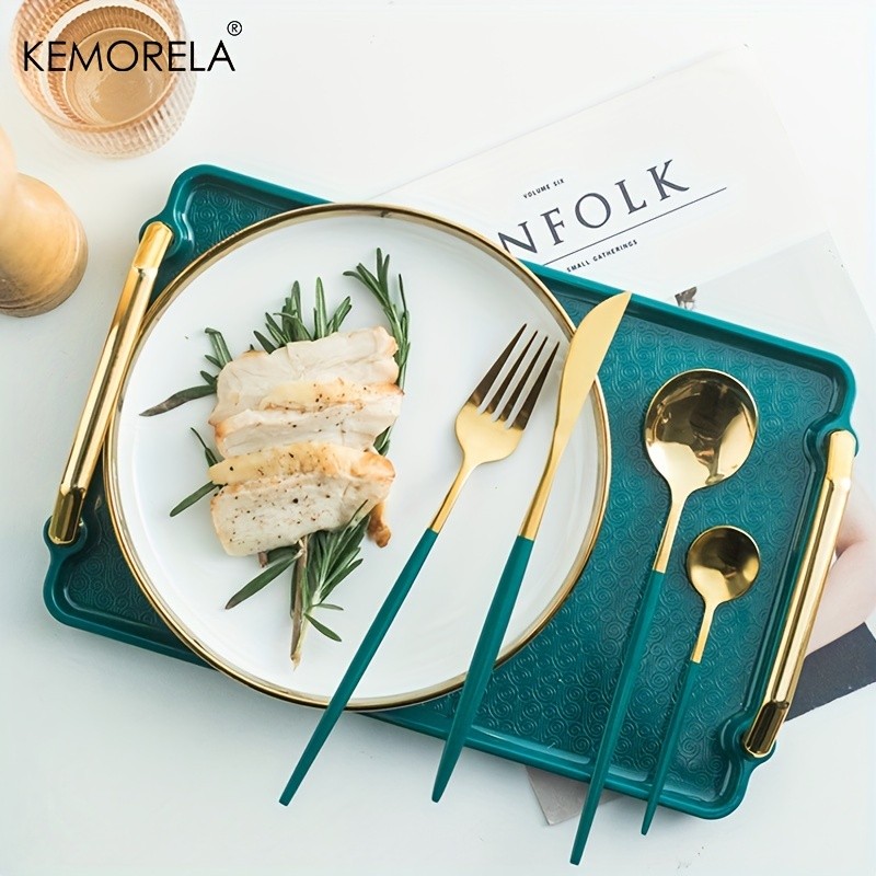 KEMORELA 24pcs Stainless Steel Utensil Collection Premium Knife, Fork & Spoon Cutlery Set (Dishwasher-Safe)