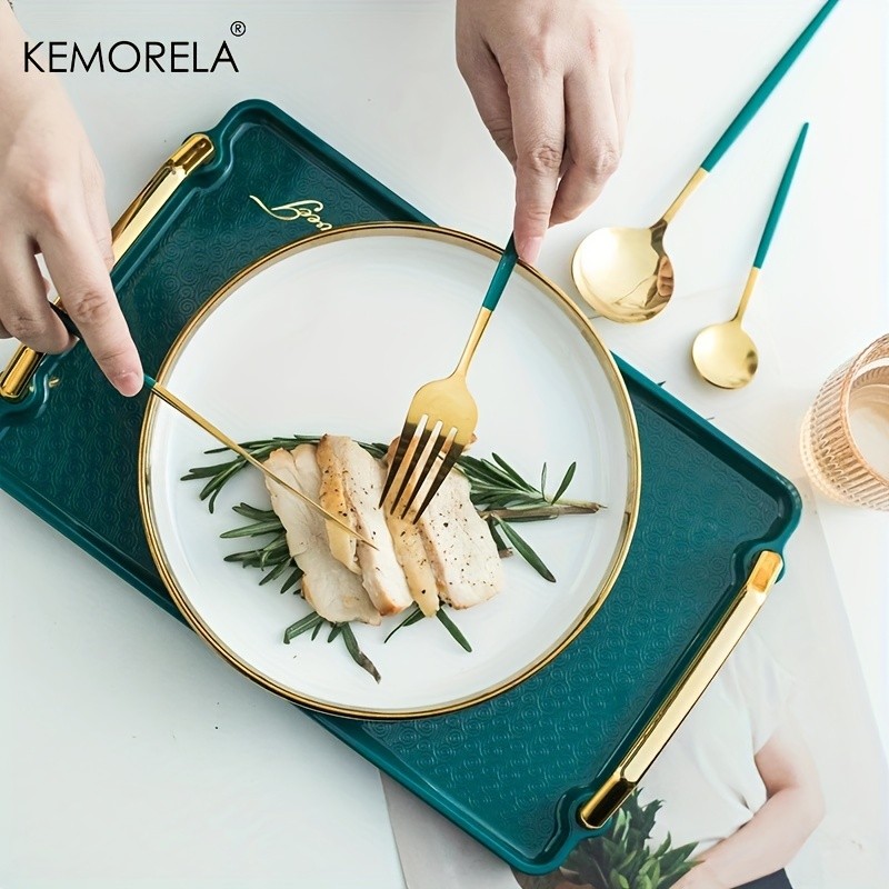 KEMORELA 24pcs Stainless Steel Utensil Collection Premium Knife, Fork & Spoon Cutlery Set (Dishwasher-Safe)